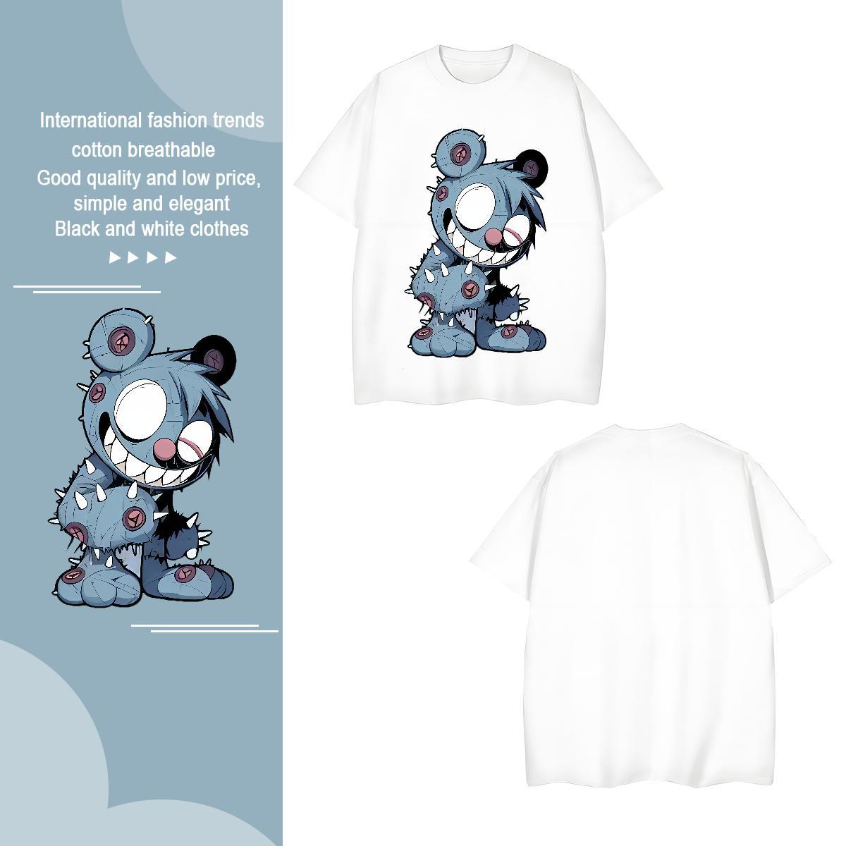 High Quality Men Tshirts 230g Cotton bear T-Shirts for Men Hip Hop Breathable Soft Cartoon Printing L-4XL Wholesale Tees
