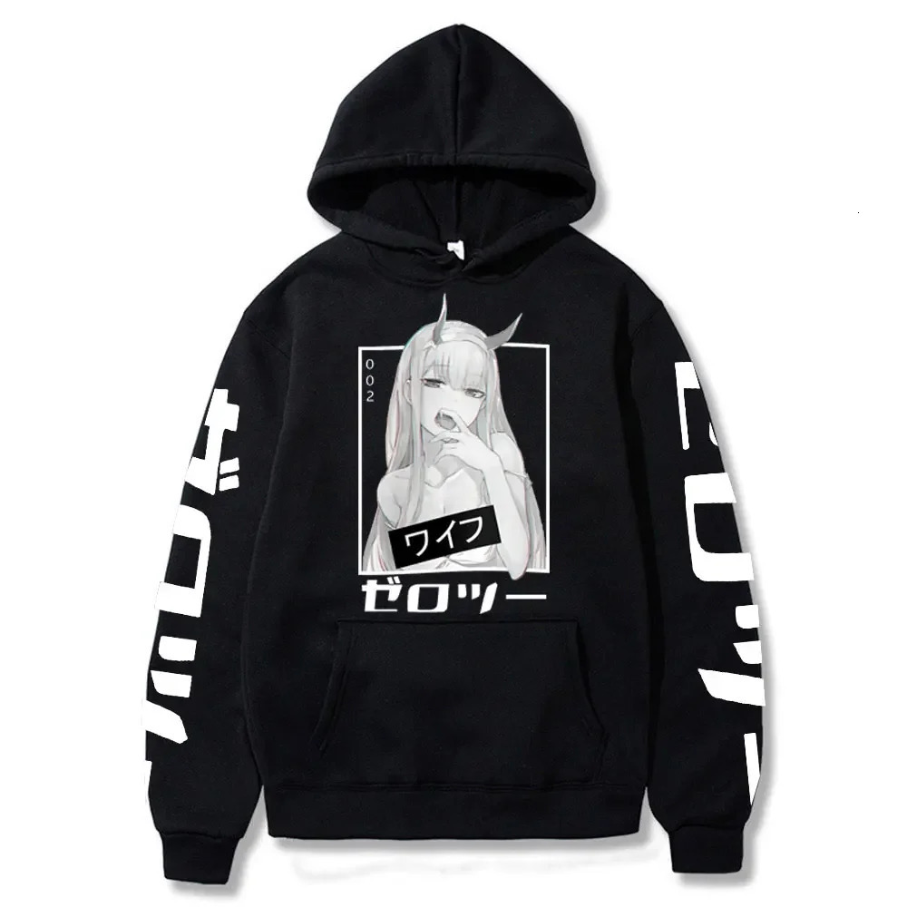 Anime Darling In The Franxx Zero Two Hoodies Men Casual Harajuku Streetwear Pullover Autumn Y2K Oversized Hooded Sweatshirt Tops 240806
