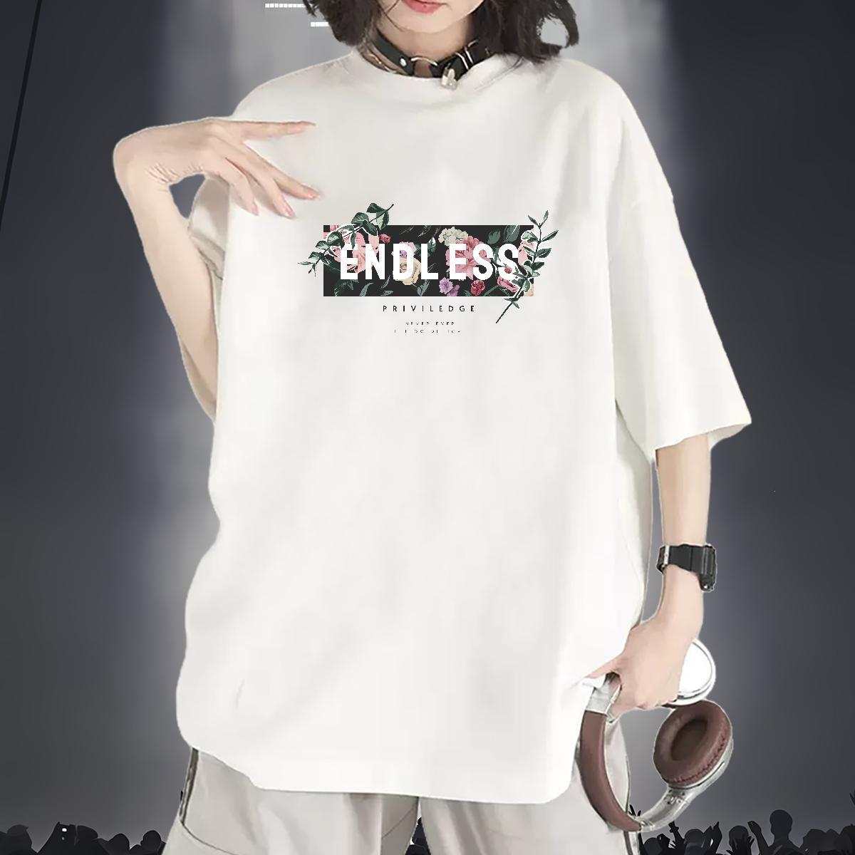 Wholesale Womens T Shirts Breathable Soft Lady T shirt Cartoon Anime flower Sports Casual 230g Cotton New Arrival Top Shirts