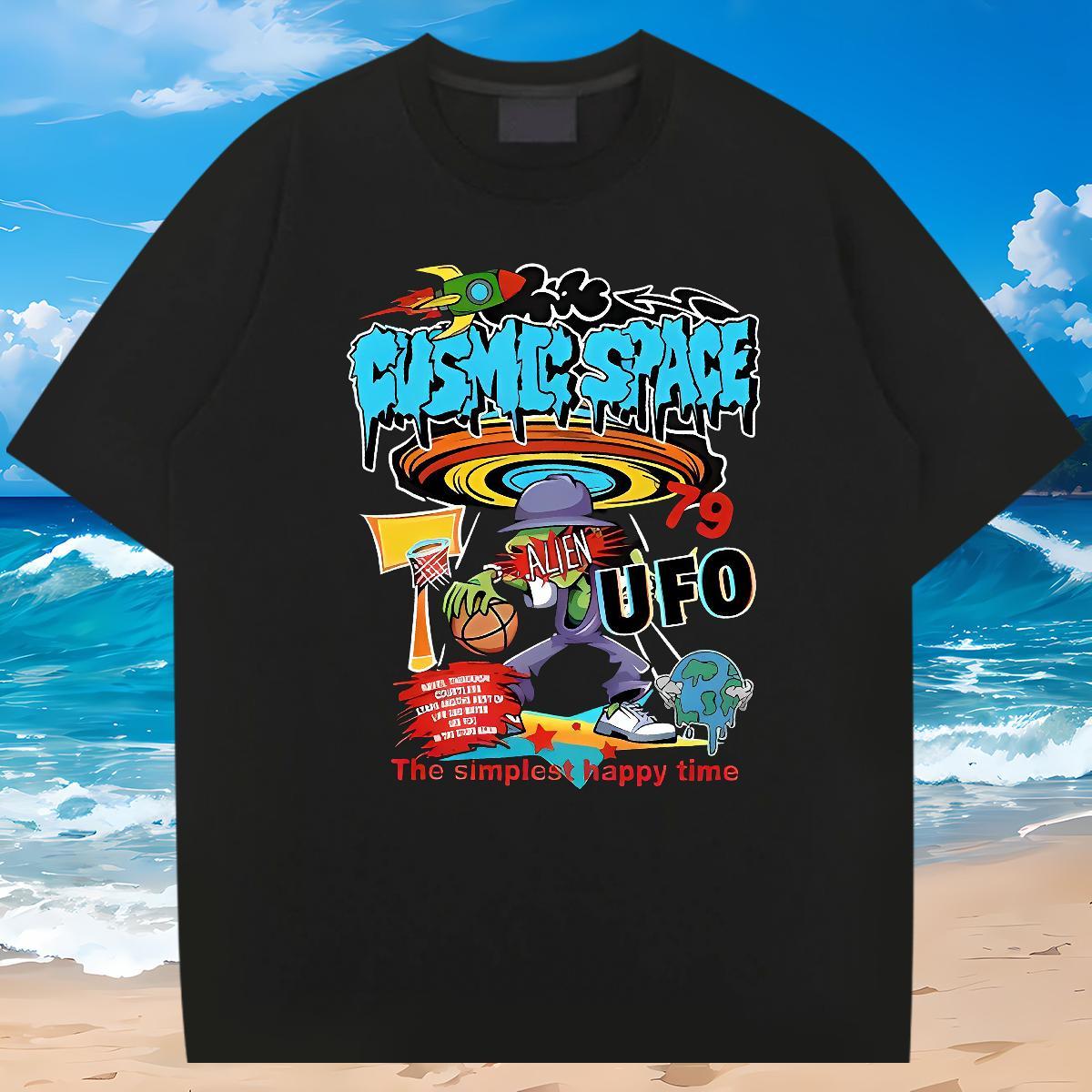Customized T-Shirts for Men earth Tops Tees 230g Pure Cotton Street Casual Brand Asian Size Breathable Short Sleeve Men Tees