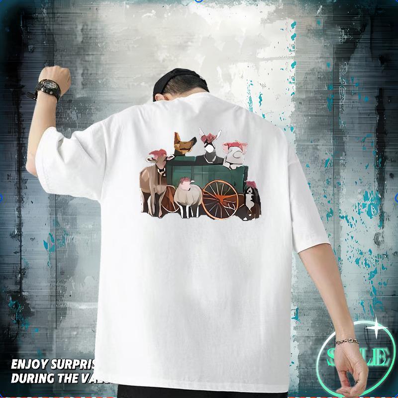 Casual New T Shirt For Man 230g Pure Cotton horse Street wear Hip Hop Wear Crew Neck Breathable Classic Men Clothes T-Shirt DIY Printed