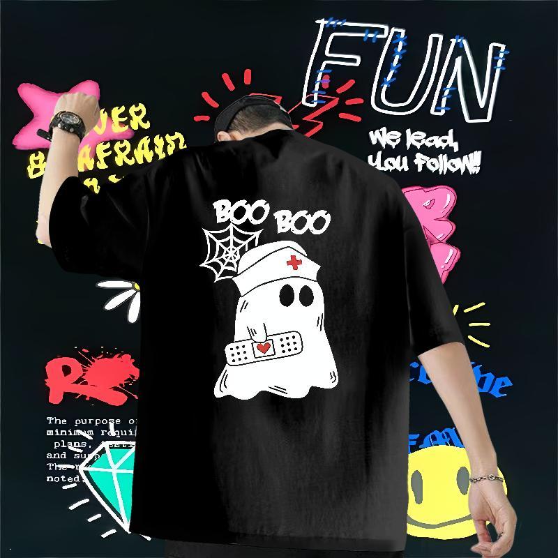Factory Direct T-Shirts 230g 100% Cotton monster Sport Tops Tees Breathable Short Sleeve Brand Tshirt for Man Woman Cartoon Print
