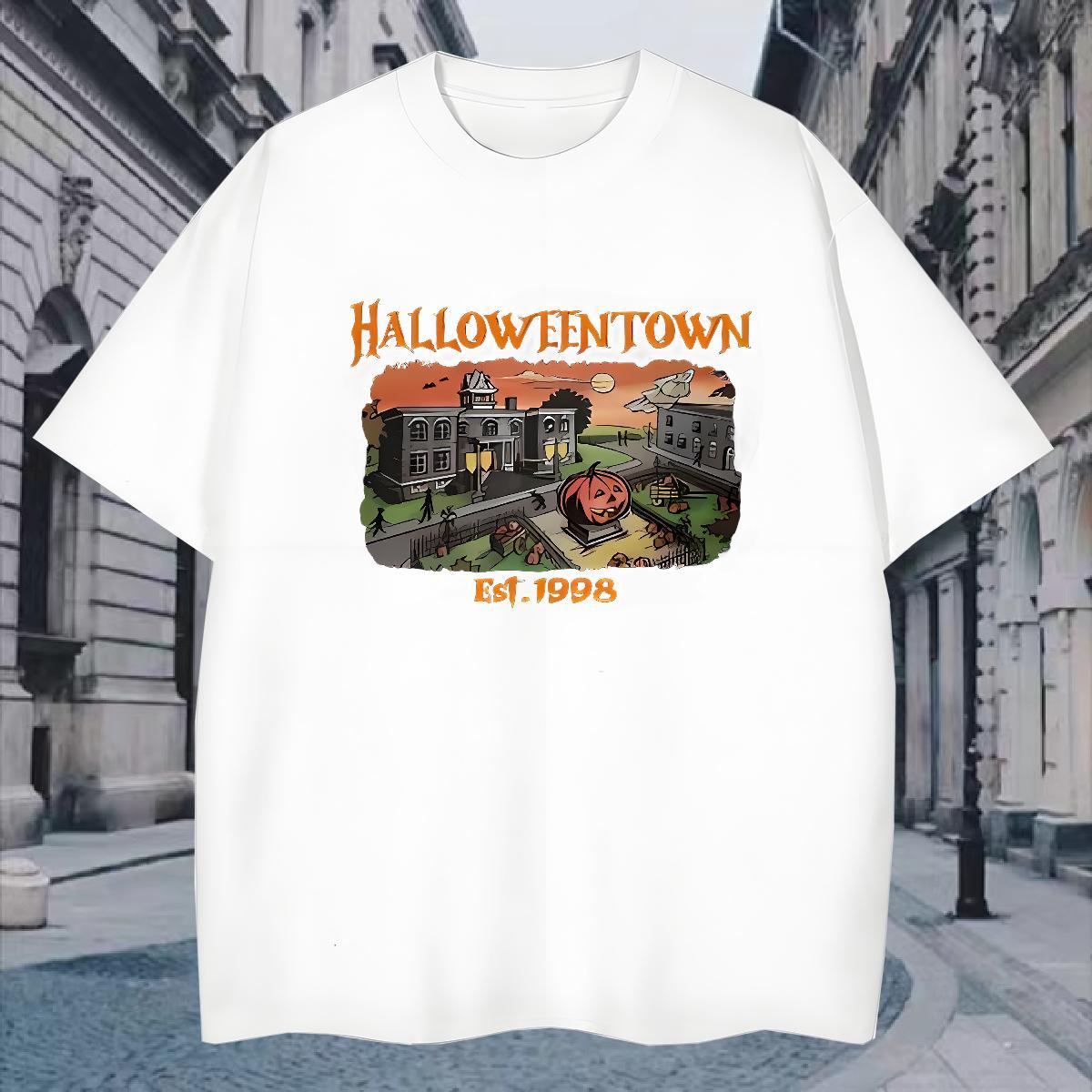 Wholesale Men Tops Tees 100% Cotton 230g halloween Man T Shirts Casual Beach Crew Neck DIY Logo Oversized Brand Tee Shirt