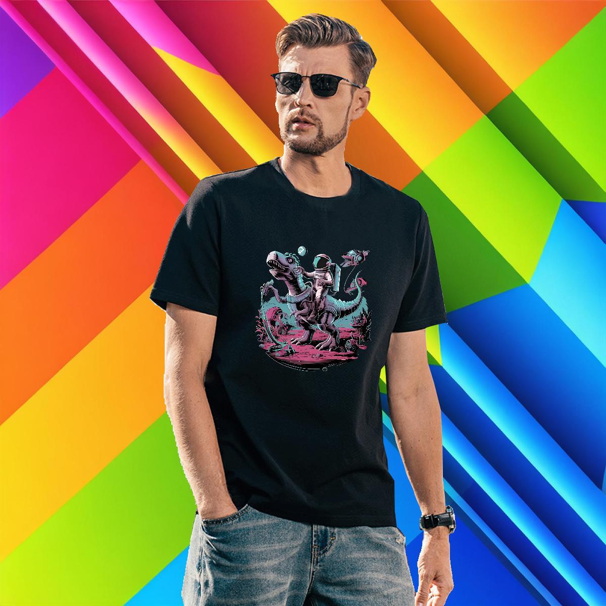 Brand Men Tops Tees 230g Pure Cotton dinosaur T-Shirts Home Outdoor Breathable Short Sleeve Customized Casual New Wear