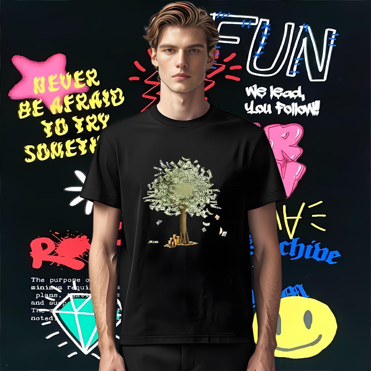Designer Fashion T Shirts Men 230g Pure Cotton tree Street Clothes Breathable Short Sleeve Loose Fit Tshirt for Man Woman Oversized 4XL