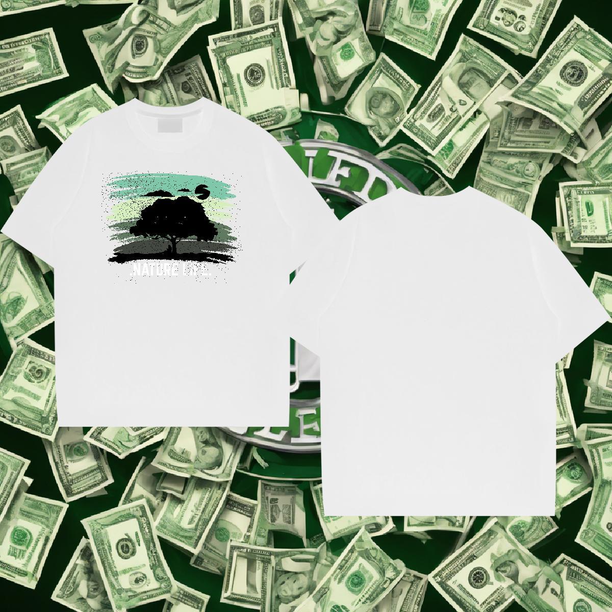 Unisex Couples T Shirts 230g Pure Cotton Sport tree Anime Print O-Neck Short Sleeve Wholesale T-Shirts Tops