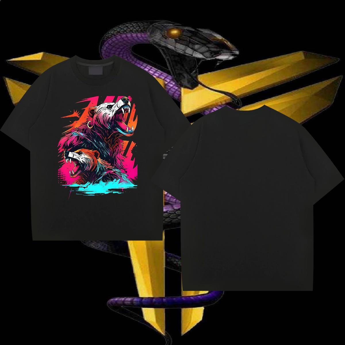 T-Shirts for Men 230g 100% Cotton Anime Printing Street O Neck Short Sleeves Skull Tshirts Fashion Soft Clothings