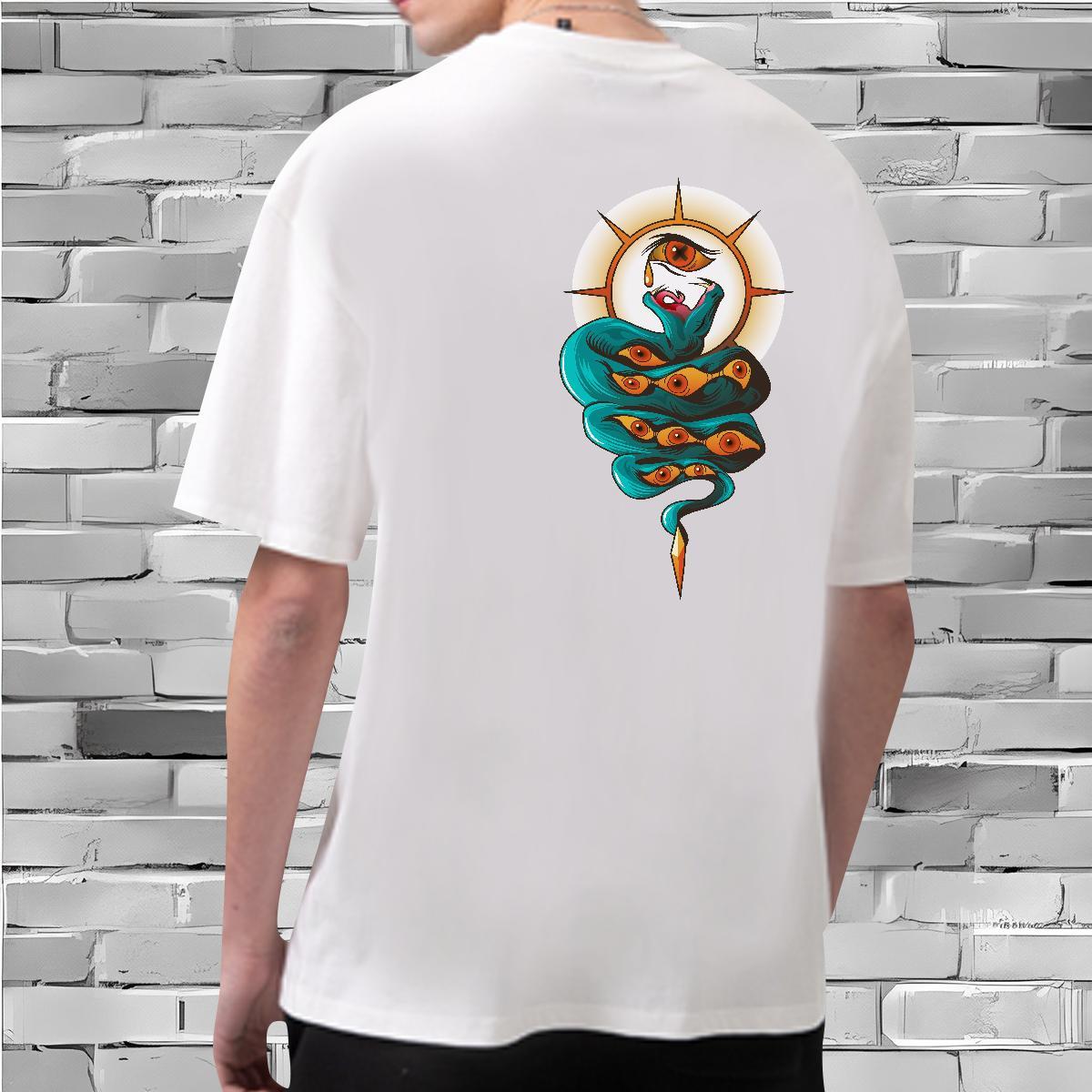 2024 Summer T-Shirts for Men 230g Pure Cotton snake Beach Tops Shirt Short Sleeve Soft Loose Men Clothes T-Shirt Cartoon Printing L-4XL