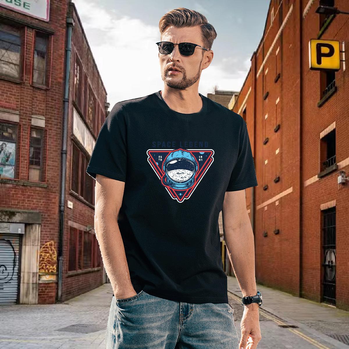 Mens T Shirts 100% Cotton 230g spaceman Street Casual O Neck Short Sleeves DIY Logo Oversized Couples T Shirts Designer Popular Clothings