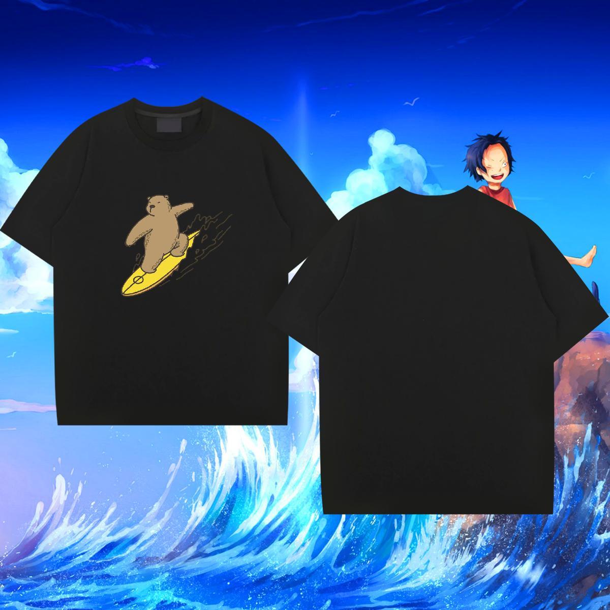DIY Man T Shirts 230g 100% Cotton bear Street Casual Top Tees Breathable Short Sleeve TOP Quality Men Clothes T-Shirt Custom Cartoon