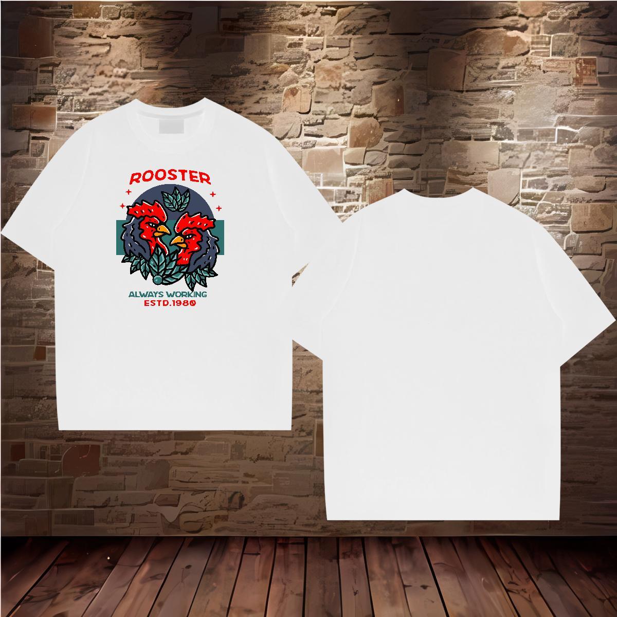 Fashion T Shirts Men 230g Pure Cotton chicken Sports Casual Polos Breathable Soft High Quality Mens Tshirts Plus Size Custom