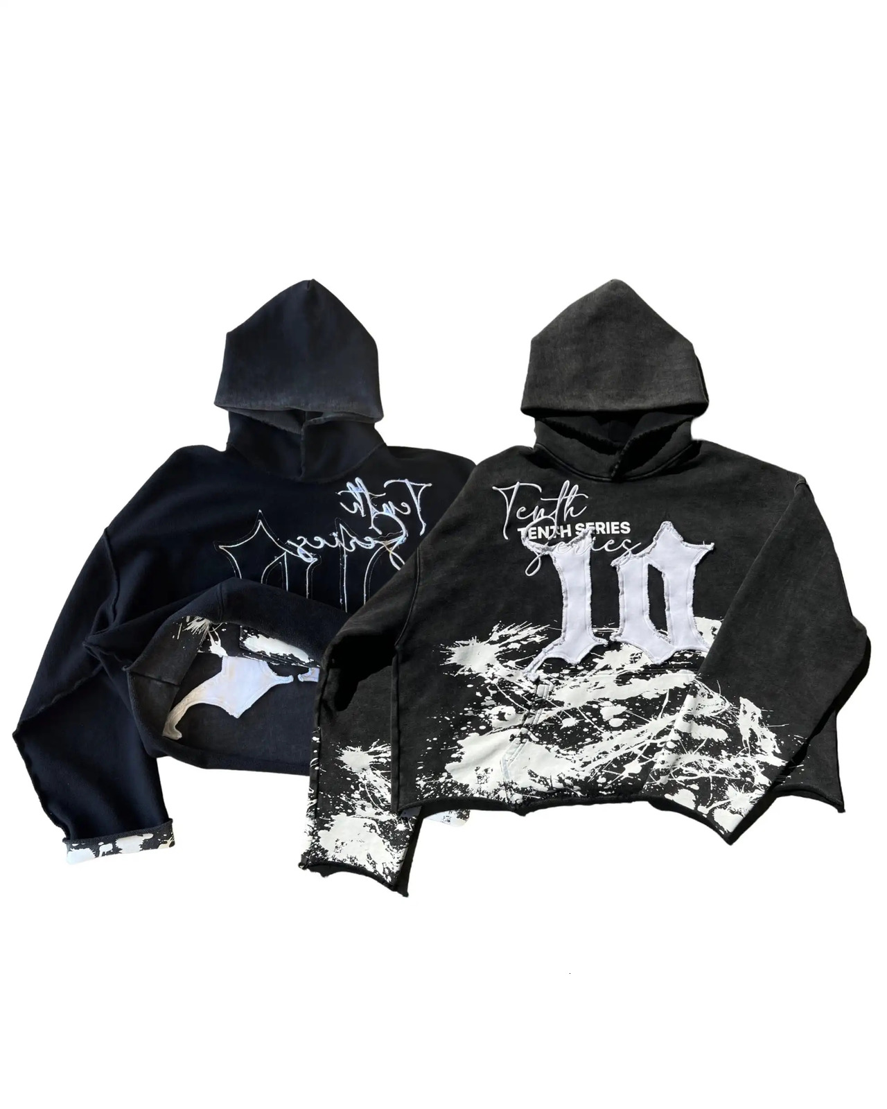 Streetwear Tenthseries Hoodie Y2K Clothes Harajuku Hip Hop Letter Patch Vintage Oversized Hoodie Sweatshirt Mens Pullover Hoodie 240806