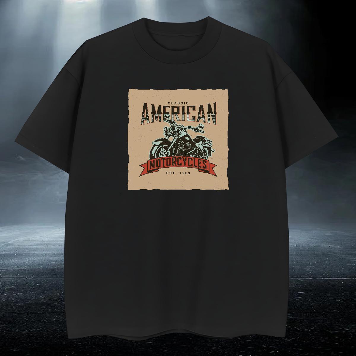 Cool Design Men Tops Tees 100% Cotton 230g Spring Summer Motorcycle DIY Logo Oversized Round Neck Short Sleeve Fashion T Shirt For Man Tshirts