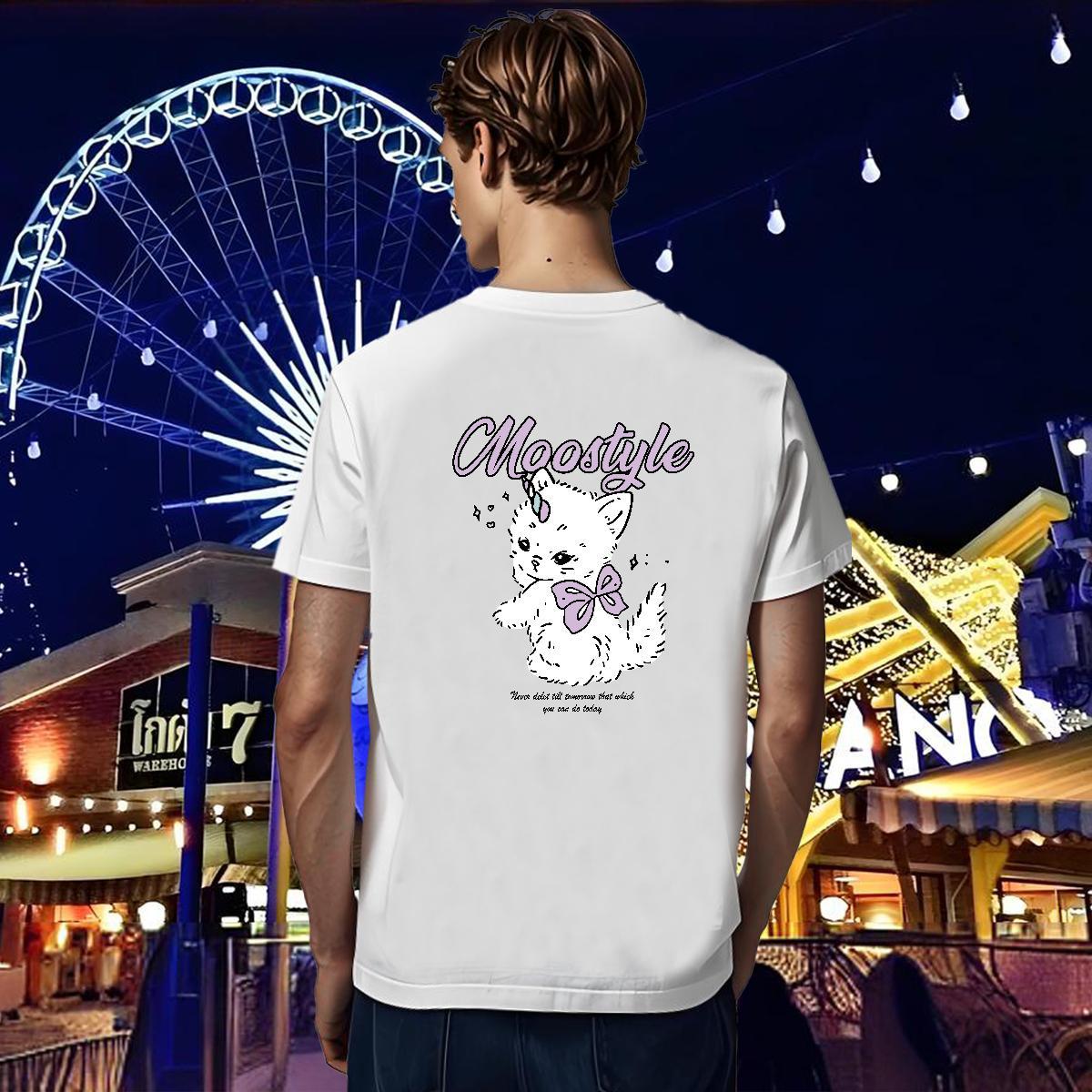 Factory Direct T Shirts Men 230g Cotton cat Hip Hop Clothings Breathable Soft Designer Couples T Shirts Anime Print