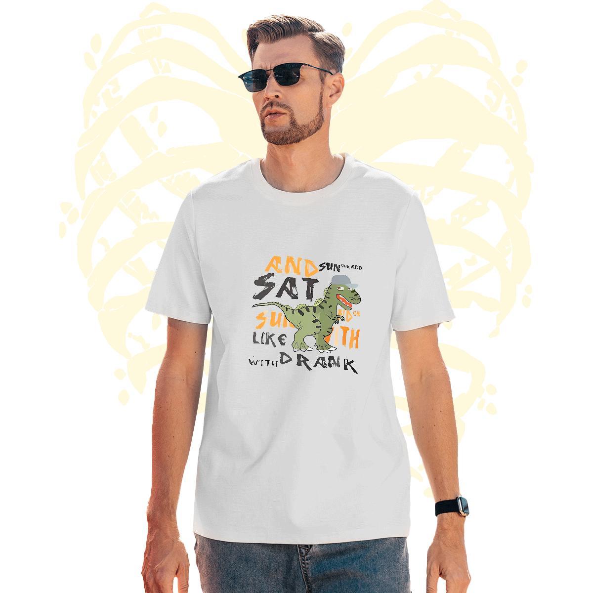 Comfortable Mens Tshirts 230g 100% Cotton dinosaur T Shirt For Man Street wear Hip Hop Round Neck Short Sleeve Oversized Casual New Clothings