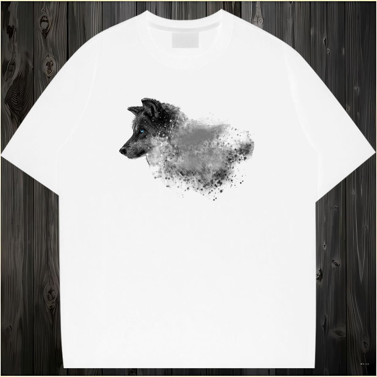 T Shirt For Man 230g 100% Cotton wolf Home Outdoor Breathable Crew Neck Skull Men Tshirts Designer Fashion Cool Design Polos