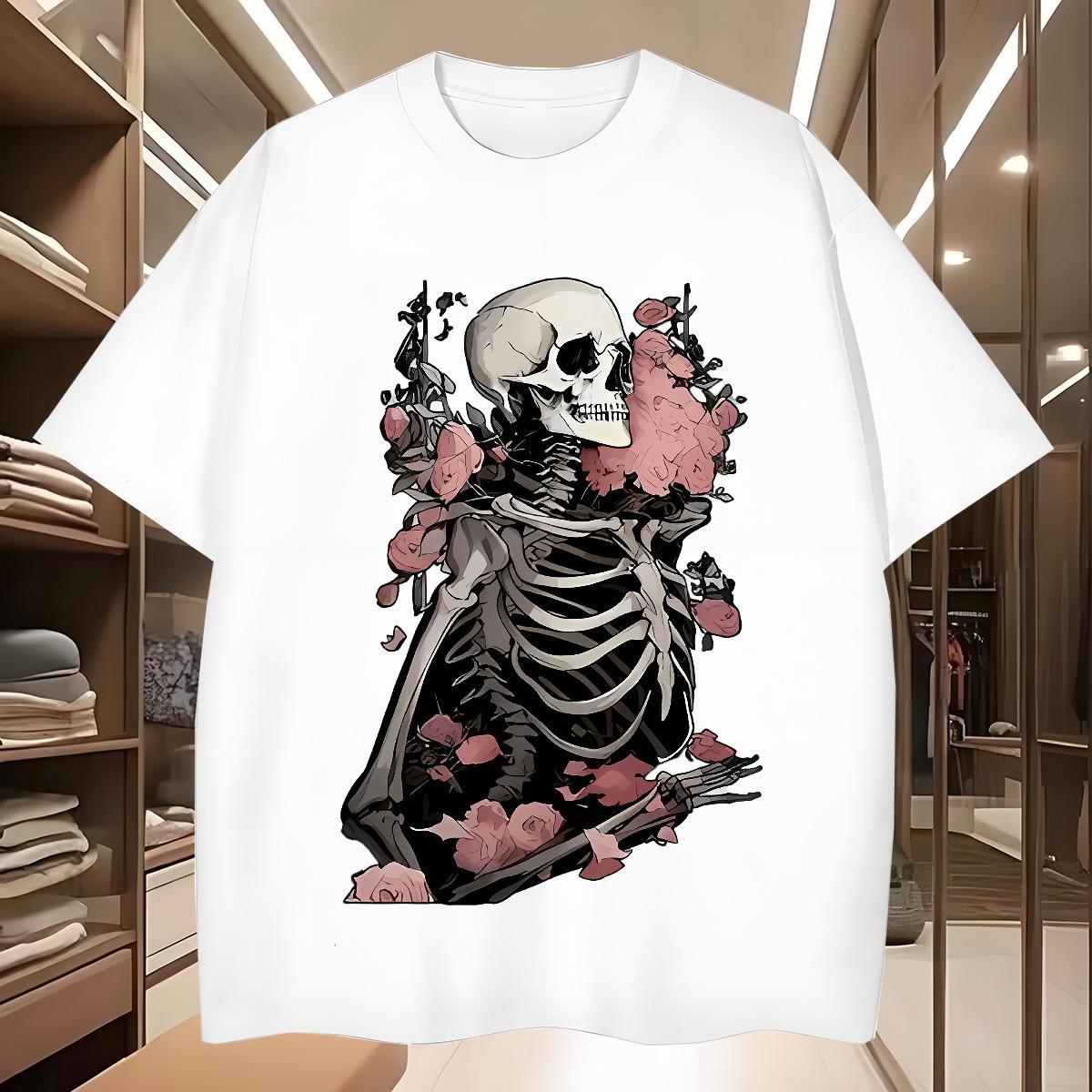 Free Shipping T Shirts Men skull Tops Shirt 100% Cotton 230g Spring Summer Designer Customized Short Sleeve Soft Couples T Shirts