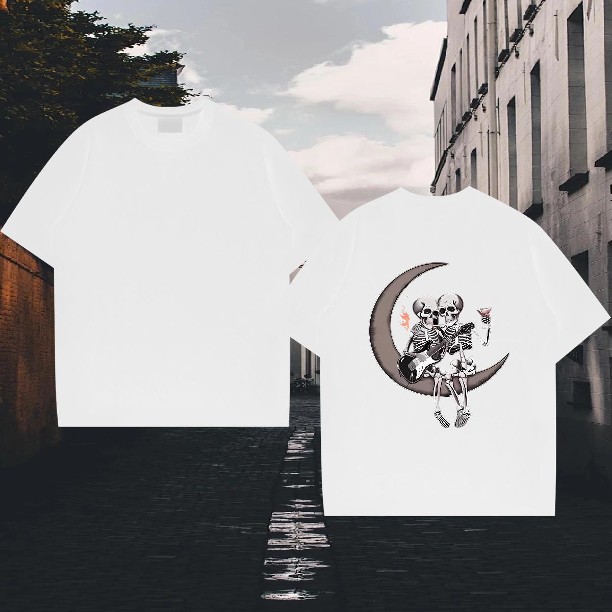 New Designer Mens T Shirts moon Clothings 100% Cotton 230g Street wear Hip Hop Brand DIY Printed O Neck Short Sleeves Men Tees