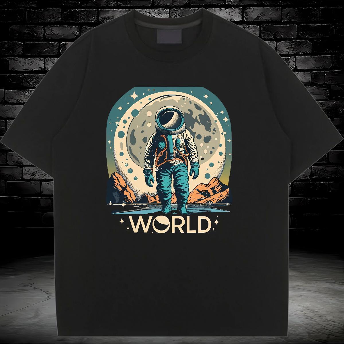 Lady T Shirt For Woman Breathable Crew Neck Unisex Tshirts Custom Cartoon spaceman Casual Daily Wear 230g Cotton TOP Quality Tees