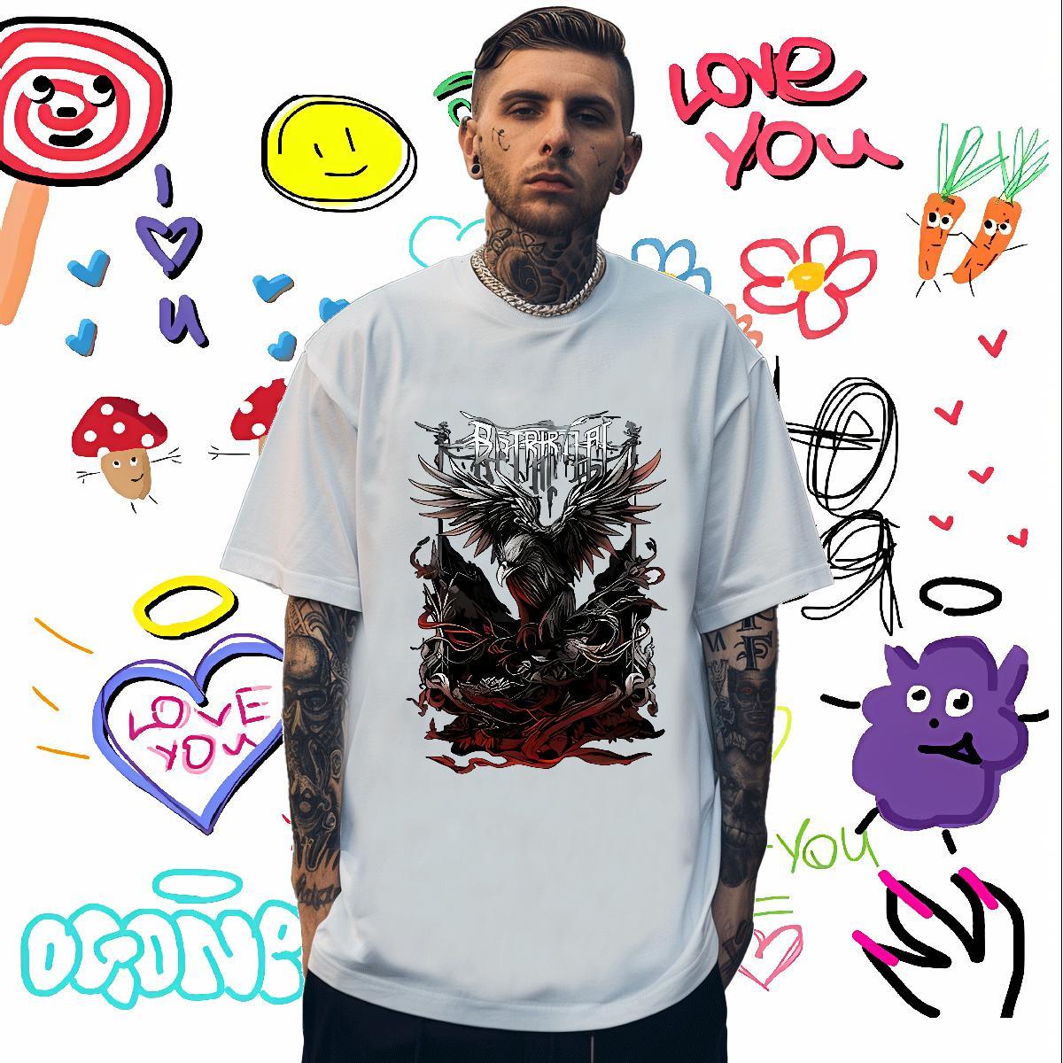 T Shirt For Man 230g 100% Cotton eagle Summer Casual Breathable Crew Neck Custom Cartoon Mens Tshirts 2024 Designer Free Shipping Tee Shirt