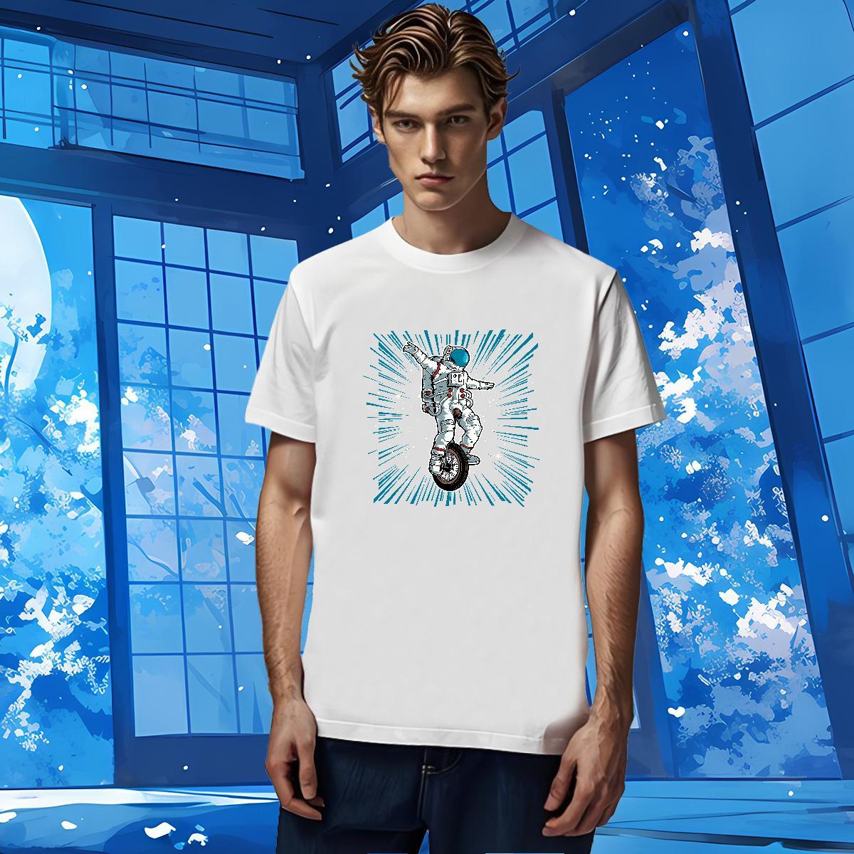 Mens T Shirts 100% Cotton 230g cosmonaut Street wear Hip Hop Crew Neck Oversized 3XL 4XL Mens Tshirts Designer Classic Tops Shirt