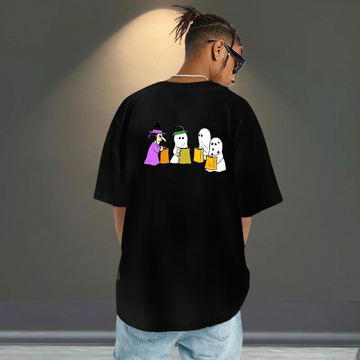 Free Shipping Man T Shirts 230g 100% Cotton halloween High Street Hip Hop Tops O-Neck Short Sleeve High Quality Couples T Shirts Plus Size Cartoon