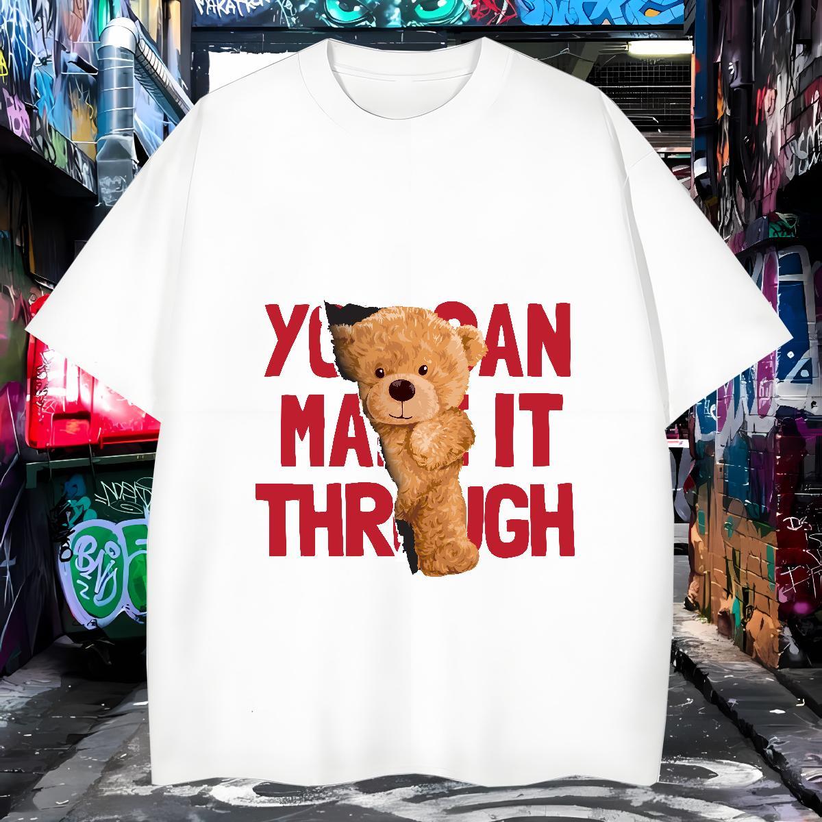 T-Shirts 100% Cotton 230g bear Hip Hop Street Short Sleeve Soft Anime Tshirt for Man Woman Designer Comfortable Tees