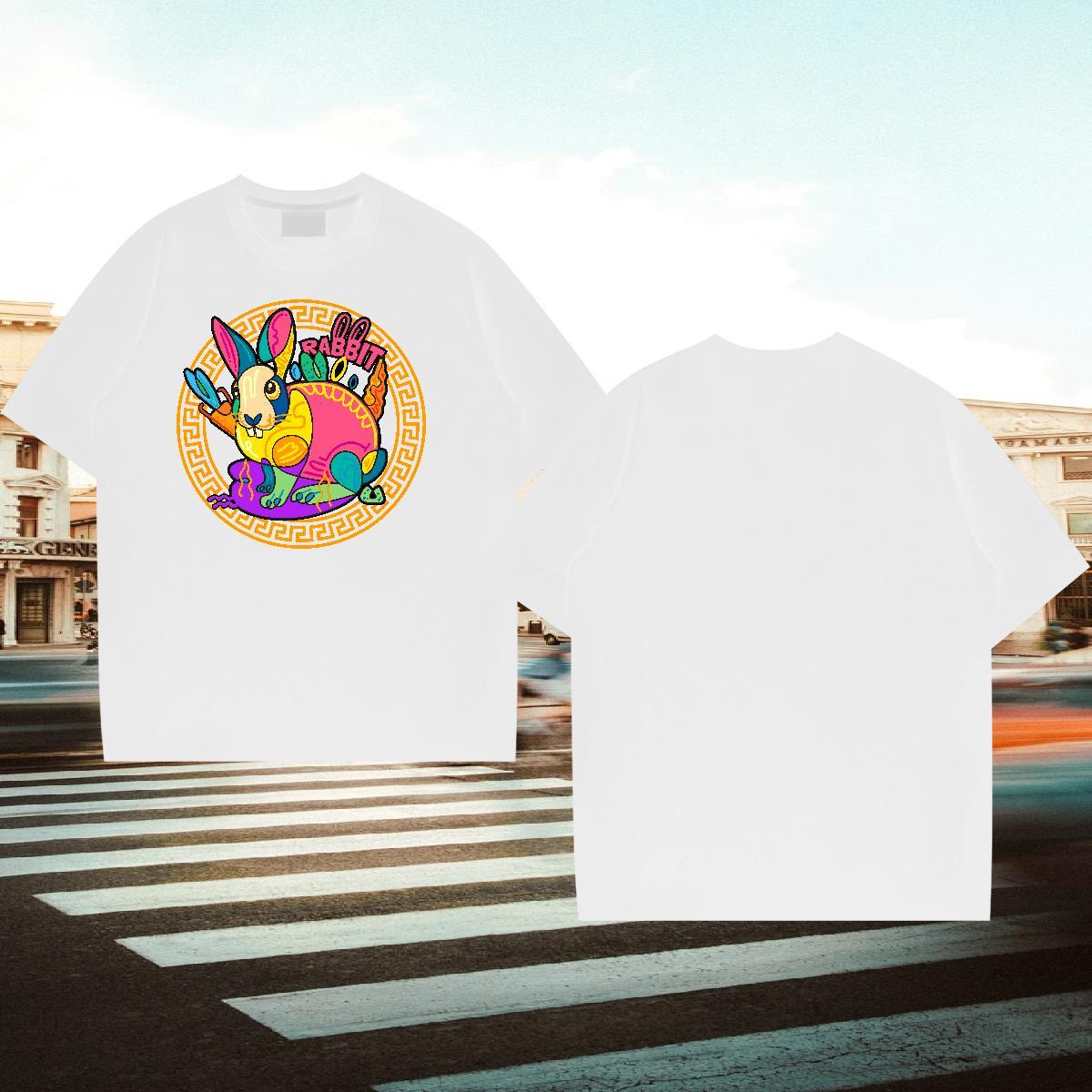 Designer T Shirt For Man 100% Cotton 230g rabbit Outdoor Tops Breathable Soft TOP Quality Men Tees Anime