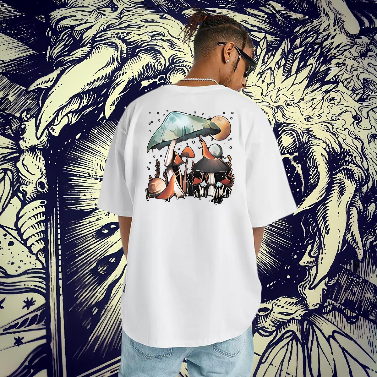2024 Designer Mens T Shirts 230g 100% Cotton mushroom Anime Printing Street Tshirts Breathable Comfortable Couples T Shirts White Plus Size