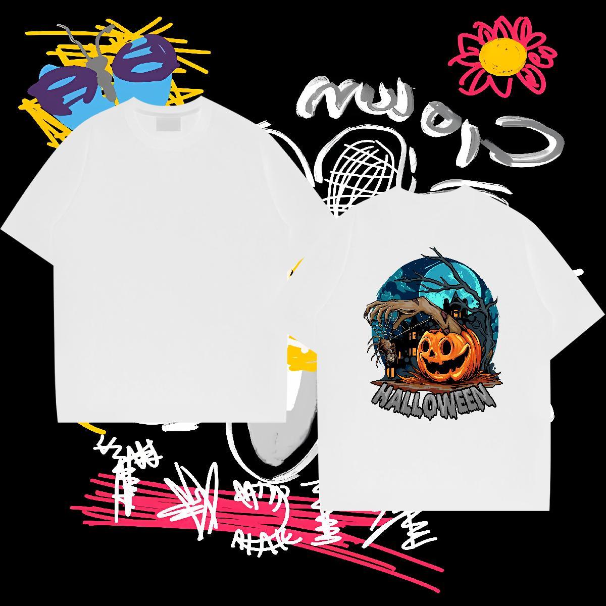 Brand Man T Shirts 230g 100% Cotton pumpkin Casual Tops Crew Neck Breathable Free Shipping Tshirt for Man Woman Graphic