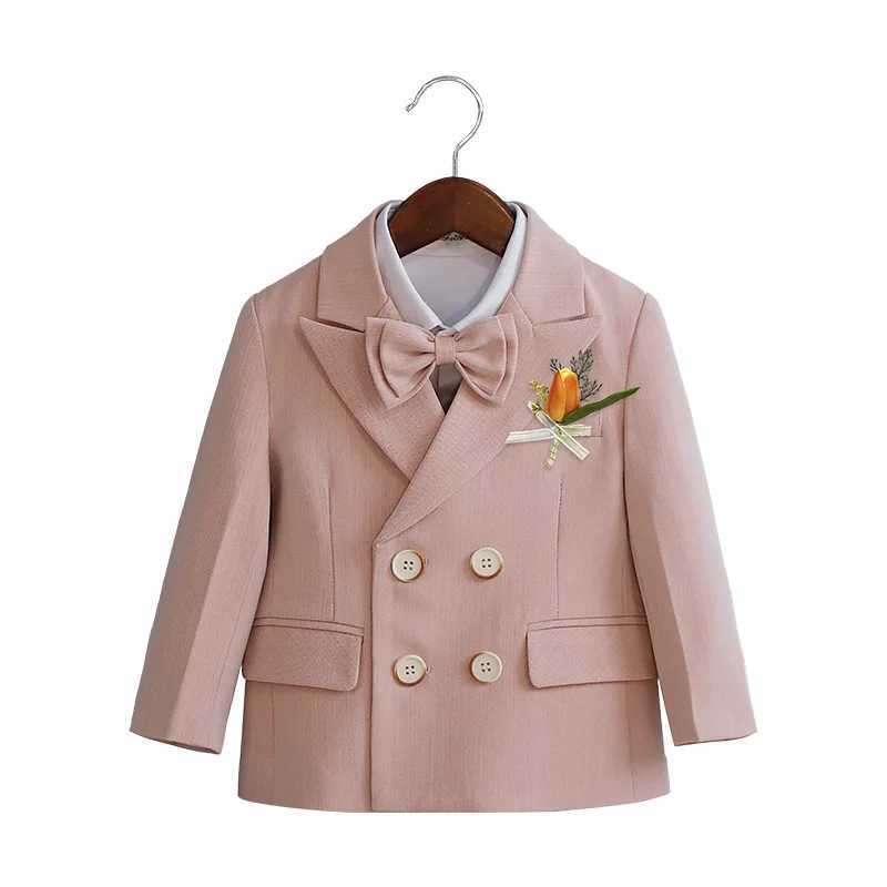 Suits Boys Green Suit Set Spring Child Performance Baby Birthday Banquet Wedding Photography Costume Kids Blazer Pants Bowtie Clothes