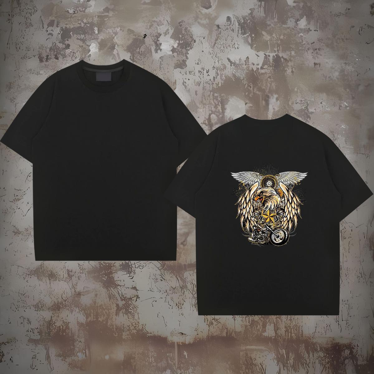Fashion T-Shirts 230g Pure Cotton eagle Casual Daily Wear Tshirts O Neck Short Sleeves Comfortable Men Clothes T-Shirt Custom Printed