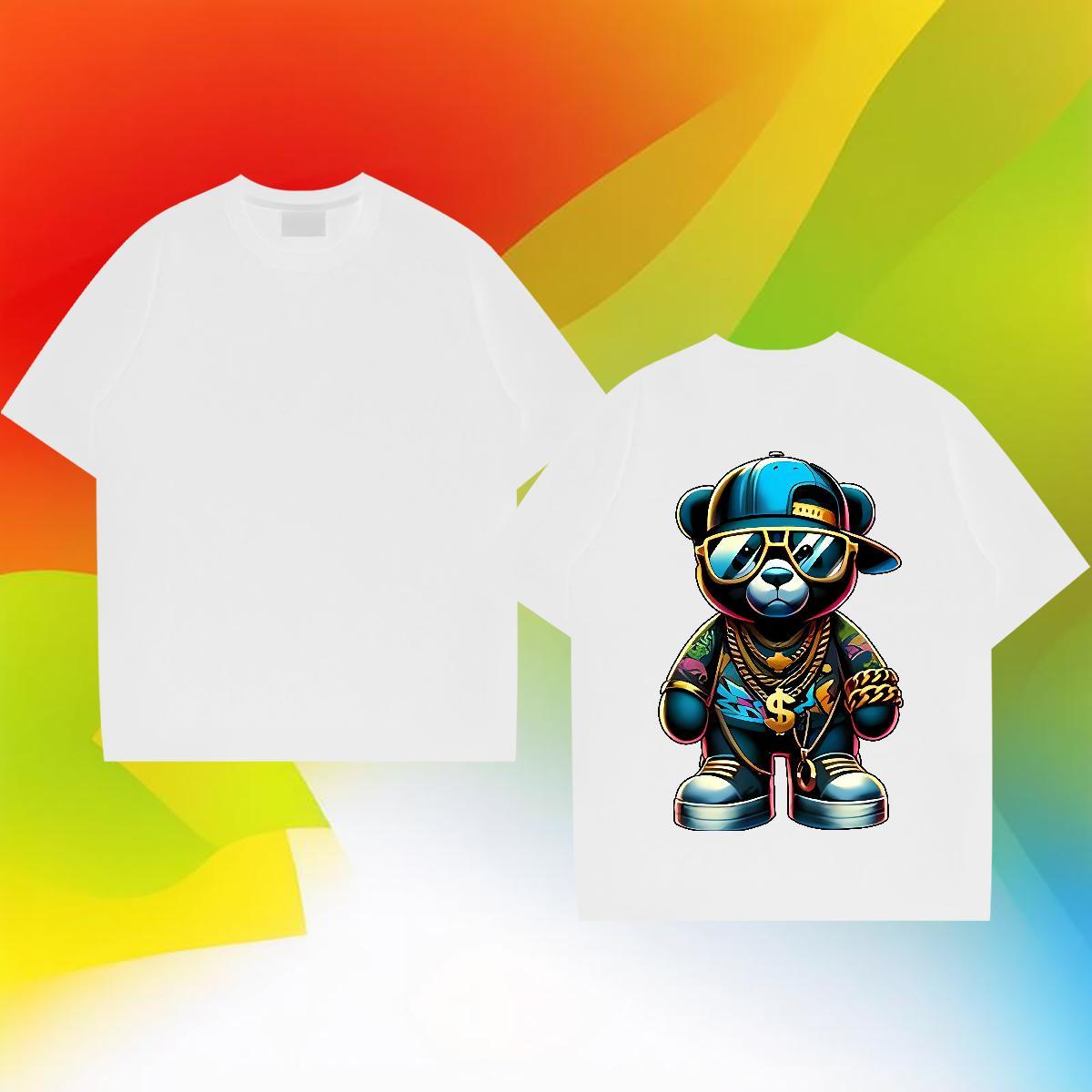 Fashion Design Mens T Shirts 100% Cotton 230g bear Street Wear Top Tees Breathable Short Sleeve Unisex Tshirts Customized