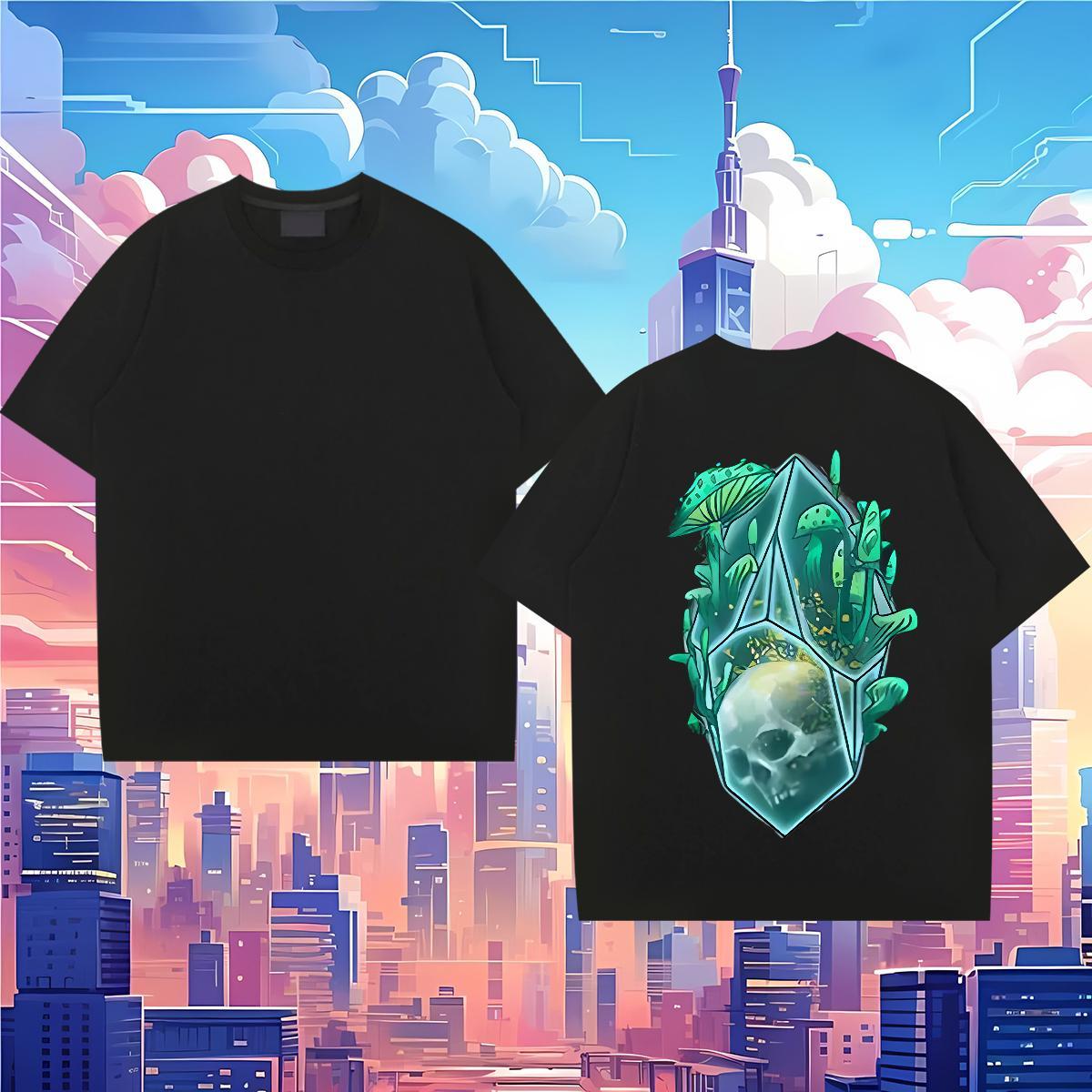 Fashion Design T-Shirts for Men skull Polos 100% Cotton 230g Street Casual Loose Fit DIY Printed Breathable Soft Tshirts