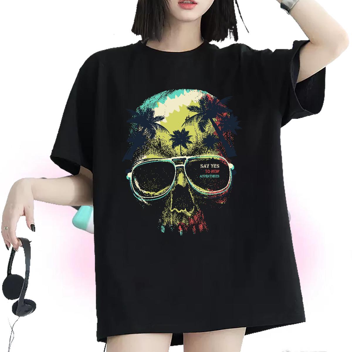 High quality T Shirts Women Comfortable Lady T shirt DIY Printed tree Home Outdoor 230g Cotton New Tops Shirt