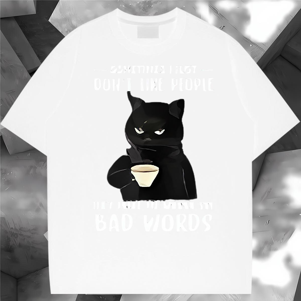 New Arrival T shirt 230g Pure Cotton cat Street wear Hip Hop Tees Shirts Breathable Soft High Quality Men Clothes T-Shirt Plus Size Cartoon