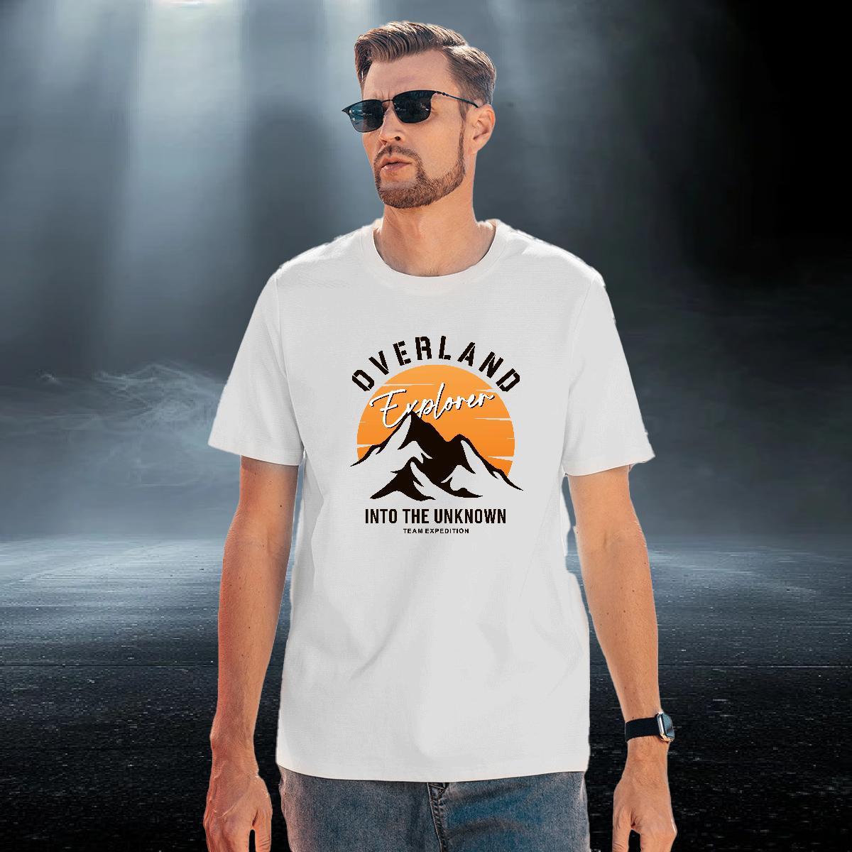 Cool Tshirts 230g Pure Cotton Hip Hop Street mountains DIY Printed Breathable Crew Neck Fashion Designer Man T Shirts Wear