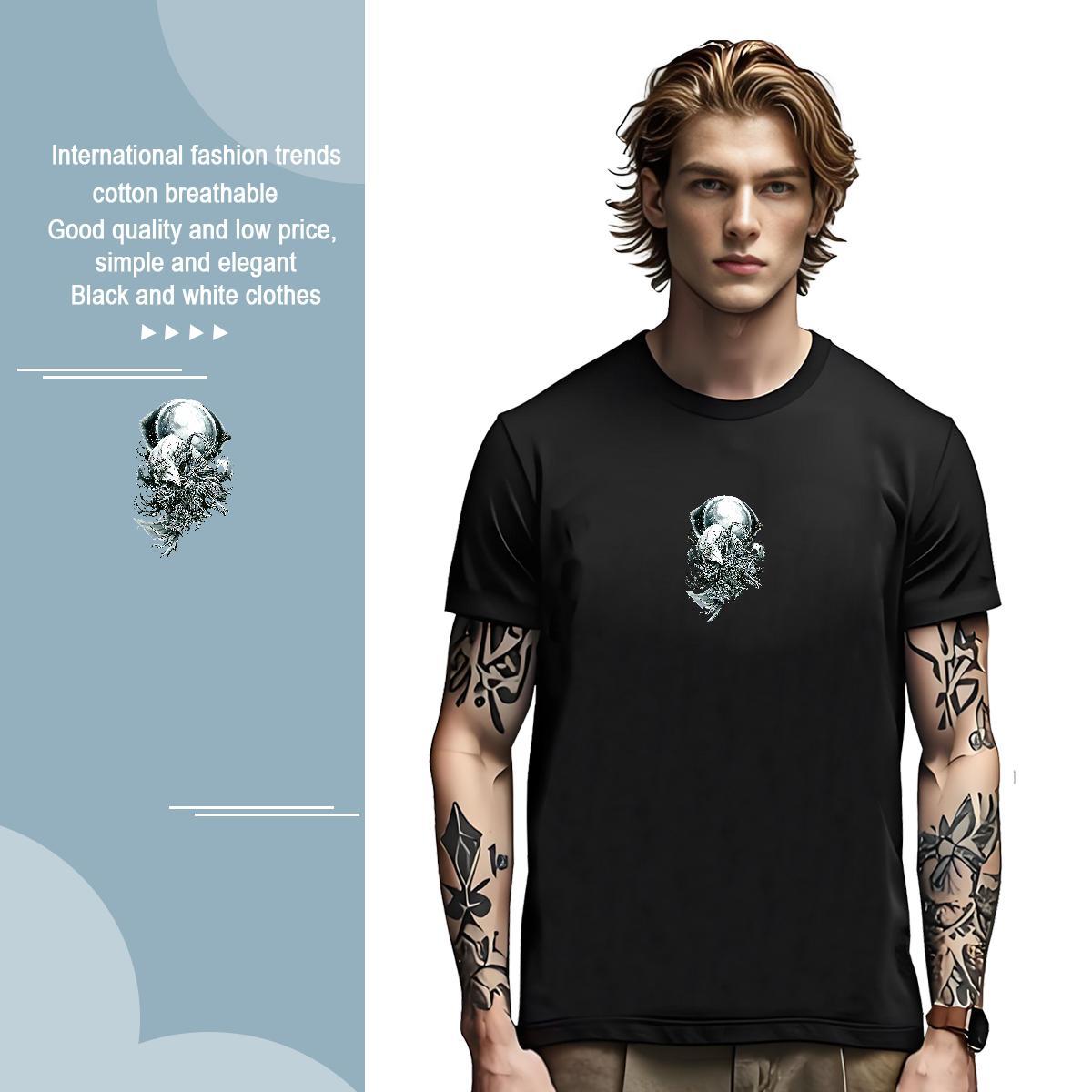 T Shirt For Man 100% Cotton 230g wolf Anime Printing Street Round Neck Short Sleeve Oversized 4XL Tshirts New Designer Loose Tops Shirt