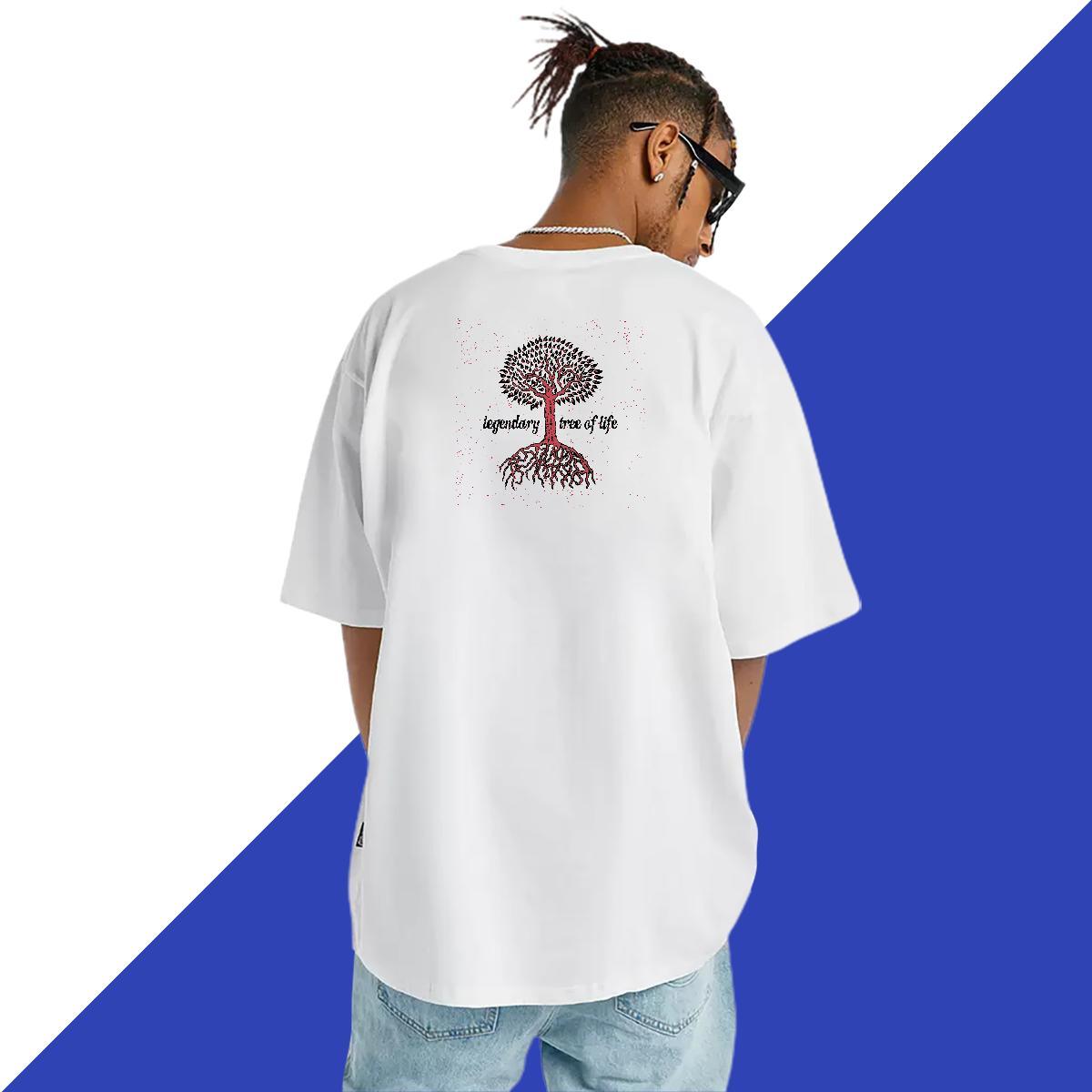 Fashion New Man T Shirts 230g Pure Cotton tree High Street Hip Hop Clothings Breathable Cool Design Men Tops Tees Graphic