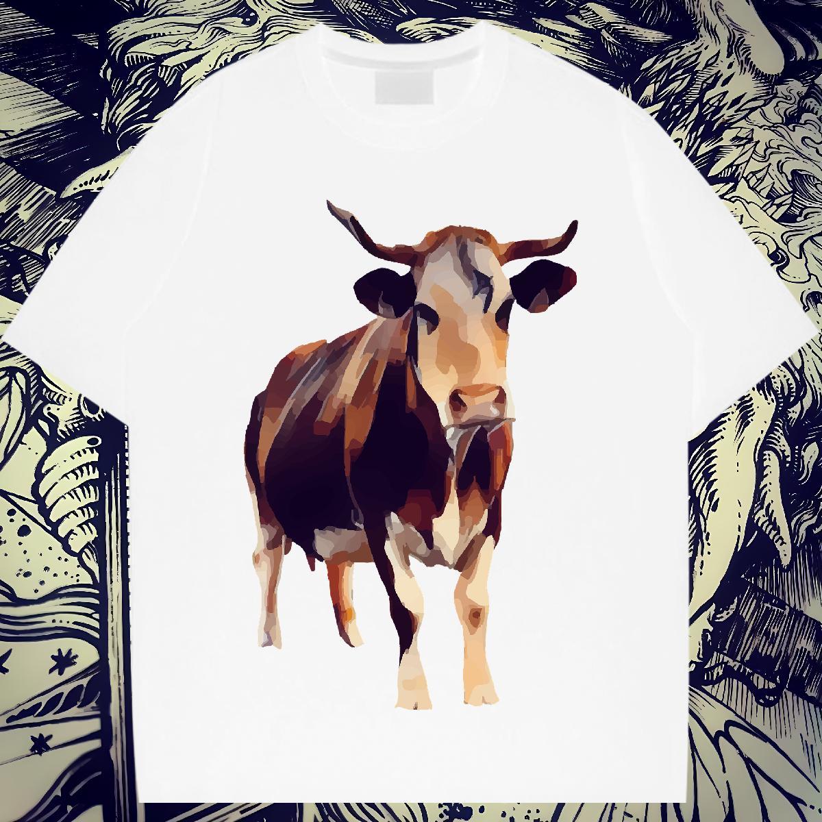 Cool Men Tees 230g 100% Cotton Beach cow Oversized 4XL Short Sleeve Soft Classic Casual T shirt Polos
