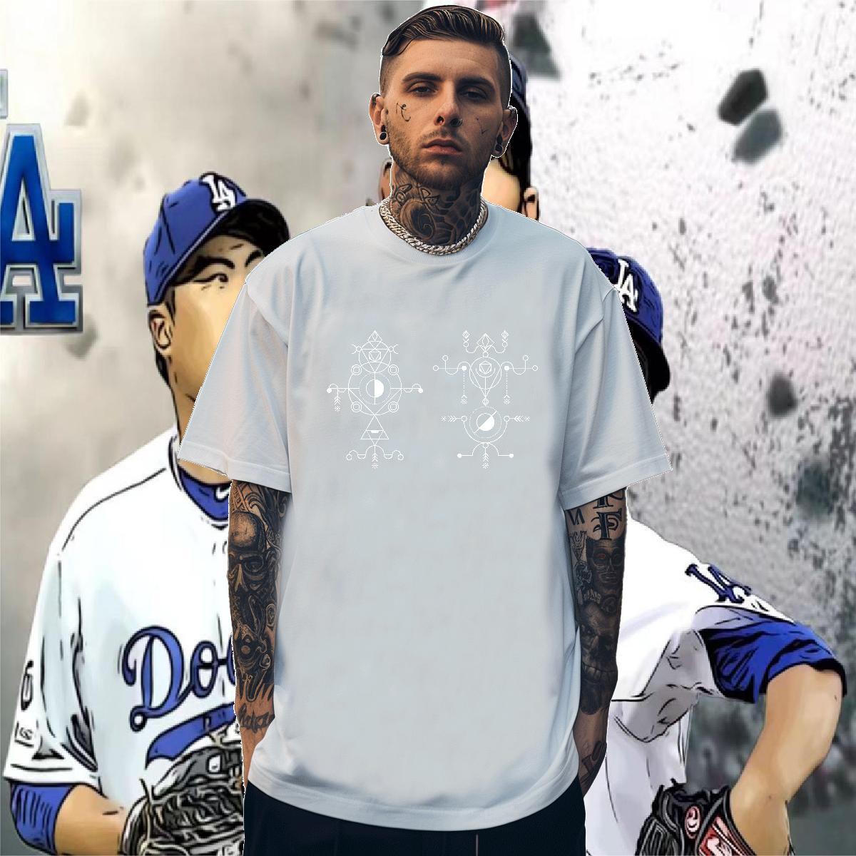 Mens T Shirts 100% Cotton 230g Lines Casual Daily Wear Breathable Short Sleeve DIY Anime Couples T Shirts Fashion Casual Loose Polos