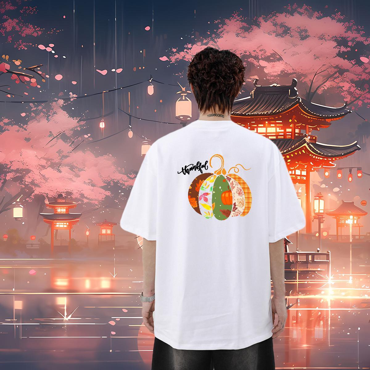 2024 Man T Shirts 100% Cotton 230g pumpkin Hip Hop Street Tees Shirts O Neck Short Sleeves Wholesale Mens Tshirts Plus Size Cartoon