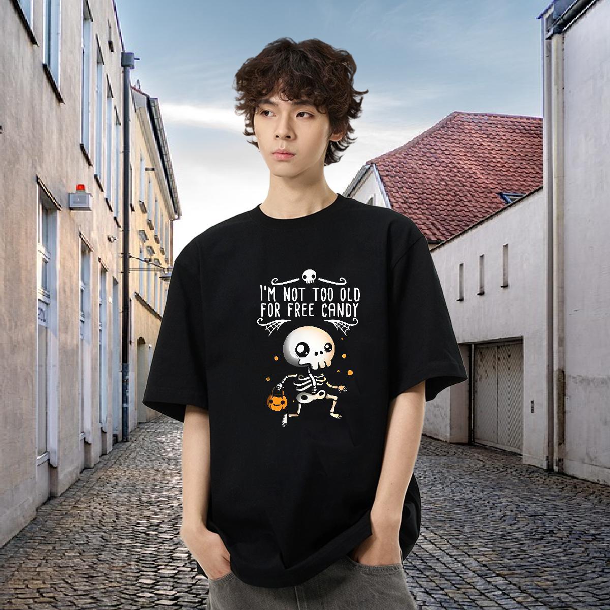 Fashion Designer T shirt 230g 100% Cotton halloween High Street Hip Hop Top Tees Breathable Crew Neck Soft Men Tops Tees DIY