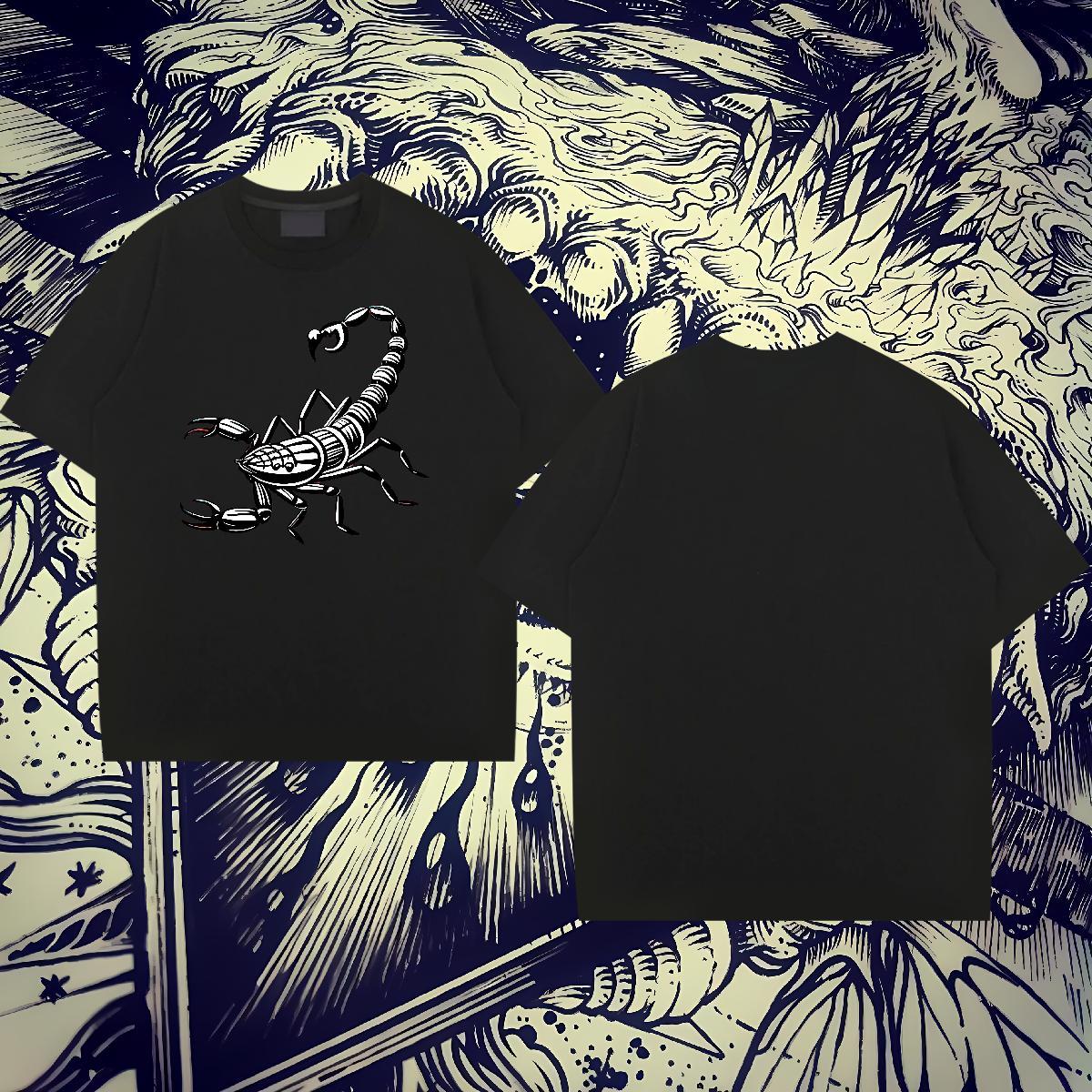 Stylist Mens T Shirts 100% Cotton 230g scorpion Casual Beach Wear Breathable Soft Cool Mens Tshirts Custom Print Plus Size
