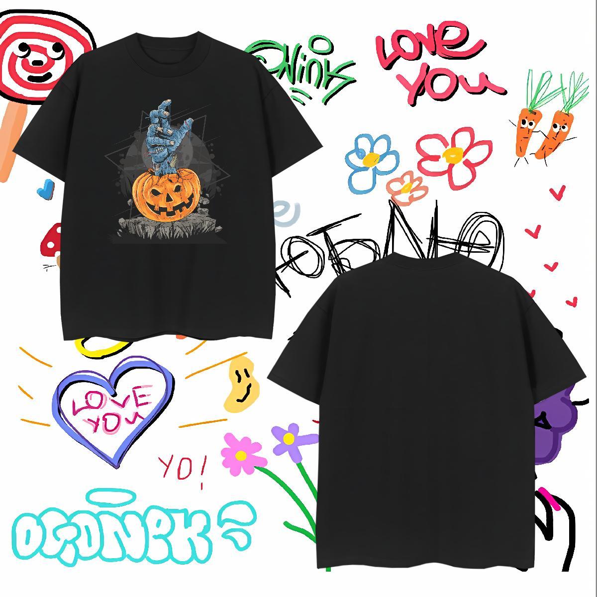 High Quality Mens Tshirts 230g Pure Cotton Halloween Man T Shirts Casual Breathable Short Sleeve Graphic 2024 Designer Tees