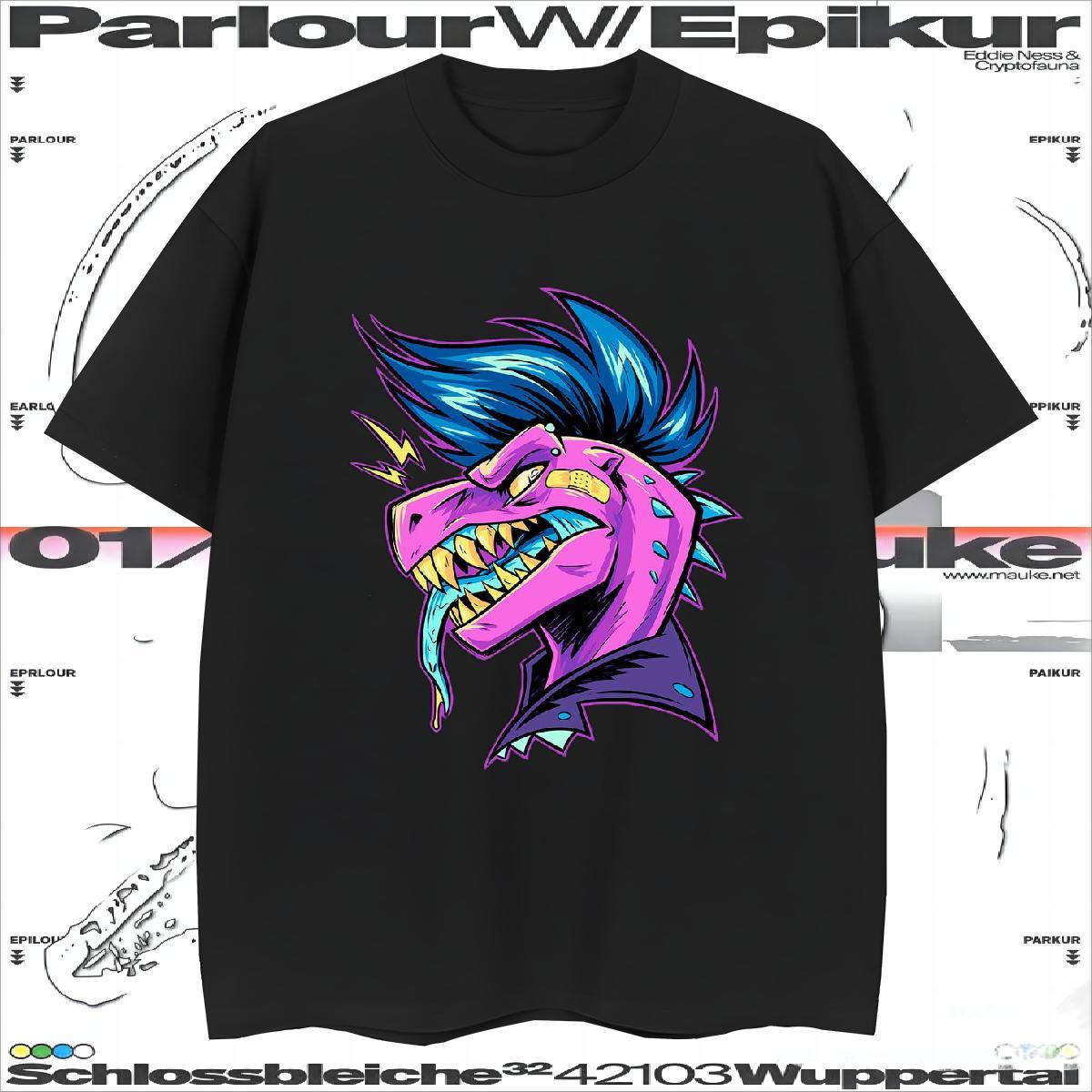 Classic Tshirts 100% Cotton 230g dinosaur T-Shirts Casual Crew Neck Black Oversized Wholesale Clothings