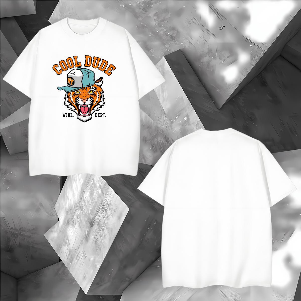 Free Shipping Men Tees 100% Cotton 230g tiger Men T Shirts Street Casual Crew Neck Breathable Oversized 3XL 4XL Fashion New Clothings