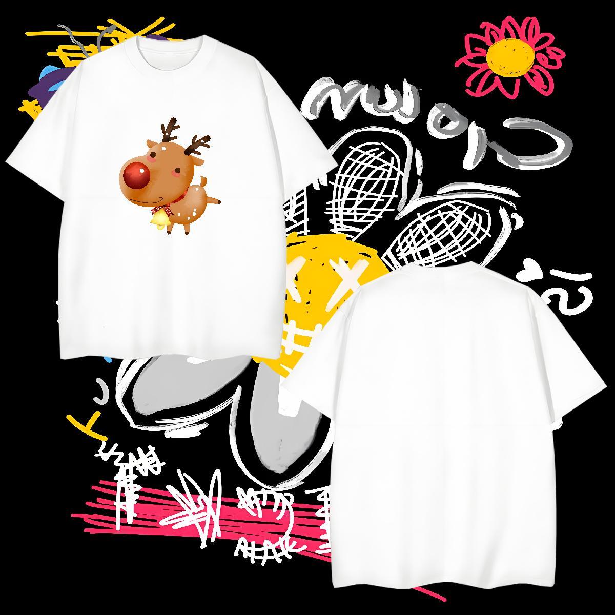 2024 DIY Man T Shirts 230g Pure Cotton Christmas Street Wear Tshirts Breathable Short Sleeve Popular Couples T Shirts Custom Cartoon