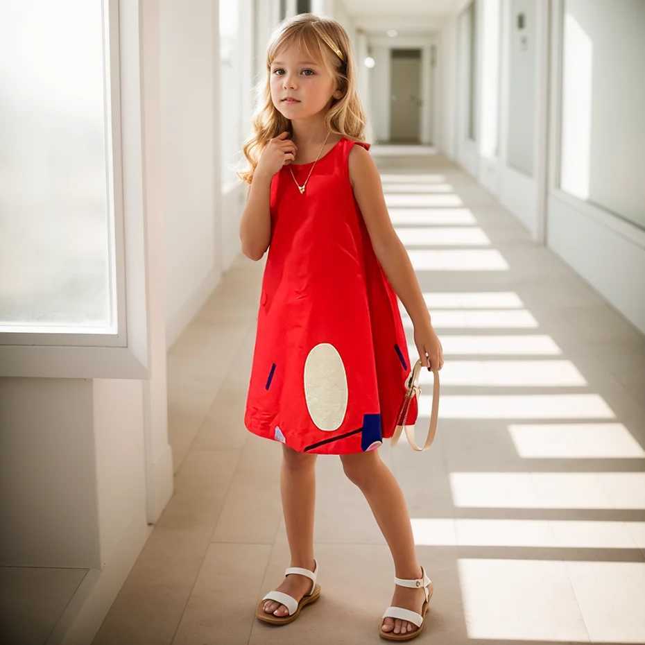 Girls summer dress sleeveless girls party dress dot pattern childrens casual style clothing girls 6 8 10 12 14W240720