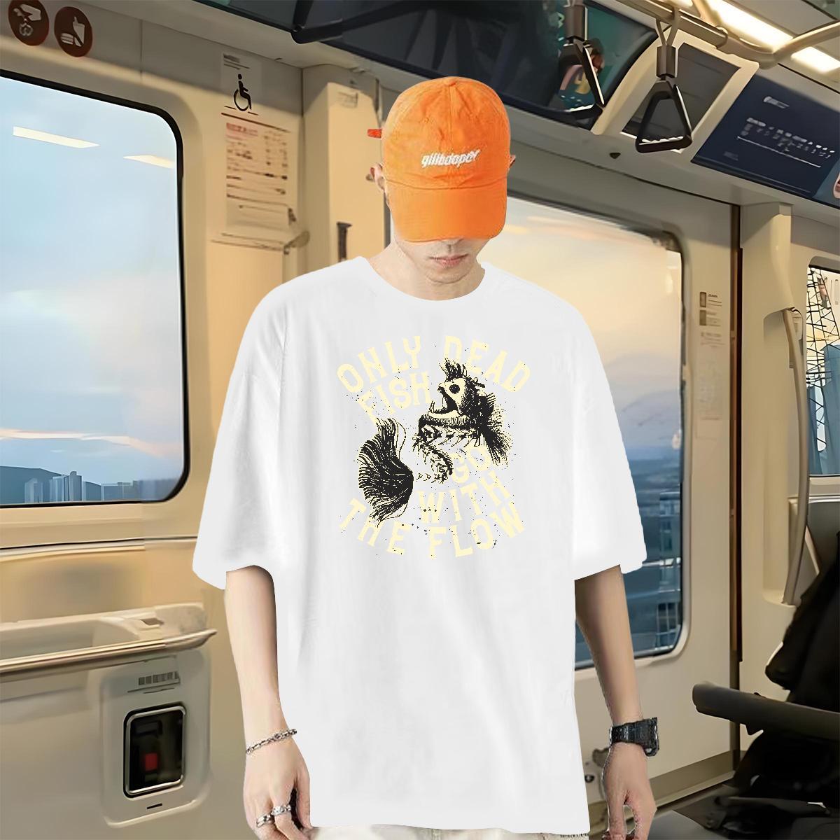 DIY Man T Shirts 100% Cotton 230g fish Outdoor Clothings Short Sleeve O-Neck Wholesale Couples T Shirts Customized Print